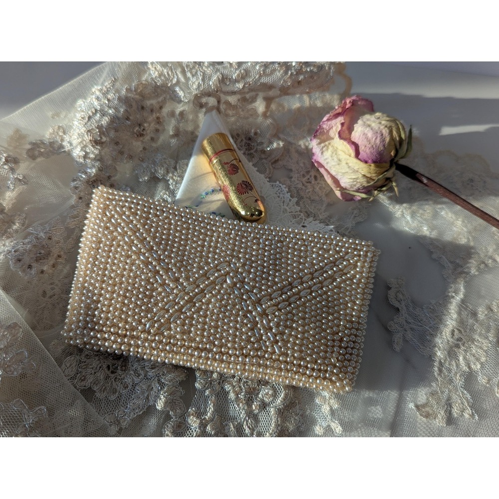 Vintage Pearl Bridal Clutch- New Old Stock